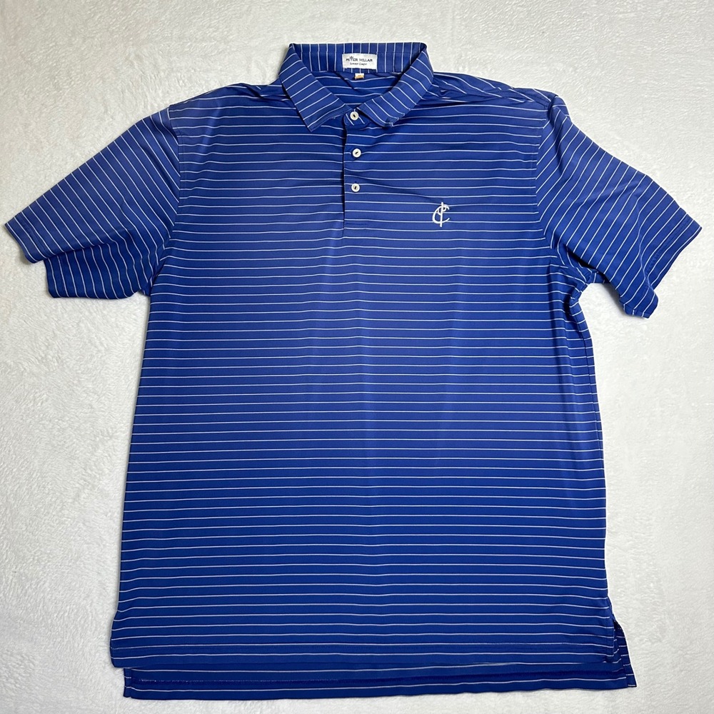 Peter Millar Summer Comfort Mens XL Blue Striped Chiricahua Desert Mountain Polo